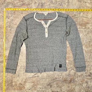 Diesel Gray Button Henley Thermal Long Sleeve Cotton Shirt - Medium
